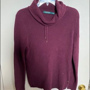Lauren by Ralph Lauren cowl neck sweater maroon LG